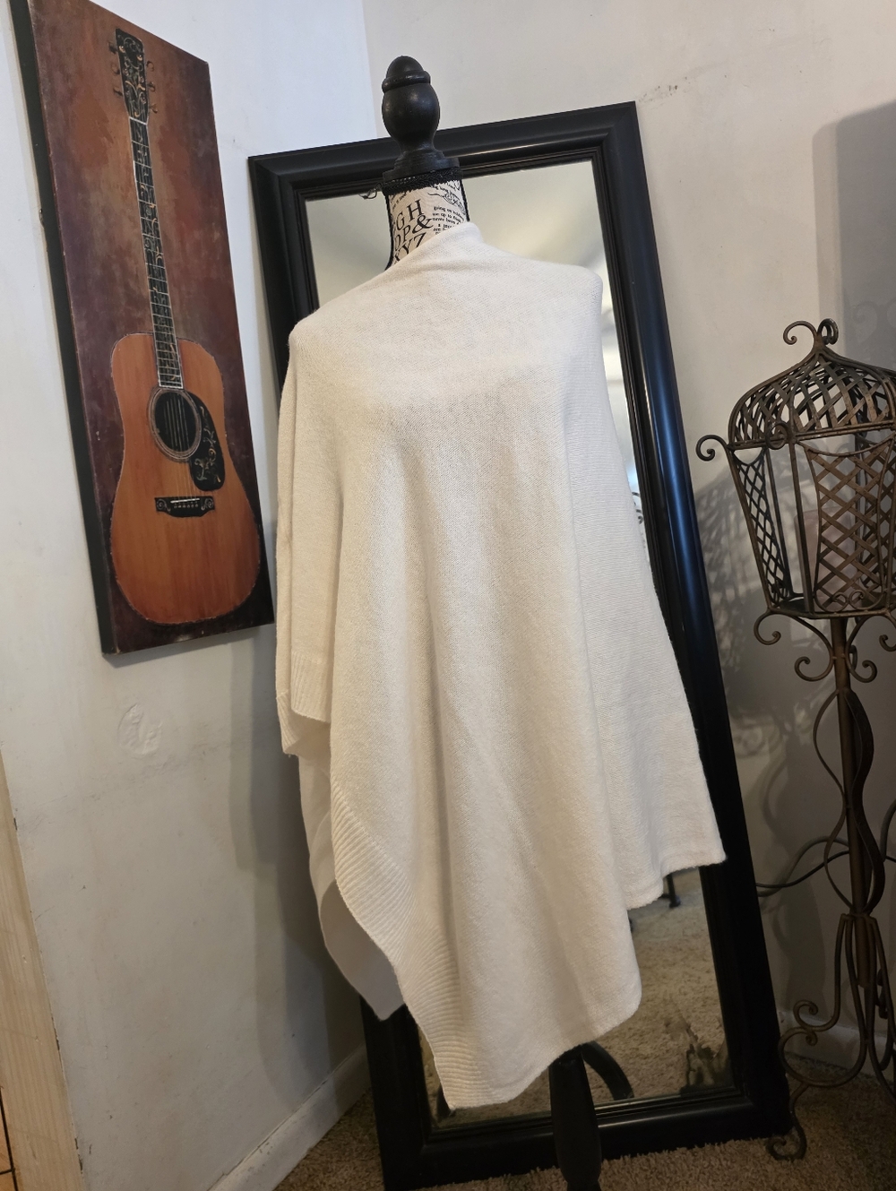 Cream Women's Knit Poncho Sweater